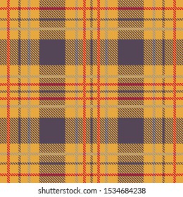 Mustard yellow checked plaid pattern vector