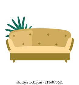 Mustard yellow couch semi flat color vector object. Furniture for apartment. Full sized item on white. Living room decor simple cartoon style illustration for web graphic design and animation