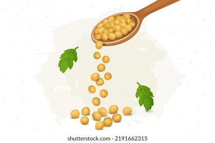 Mustard Yellow seed spices vector illustration with green leaves 
