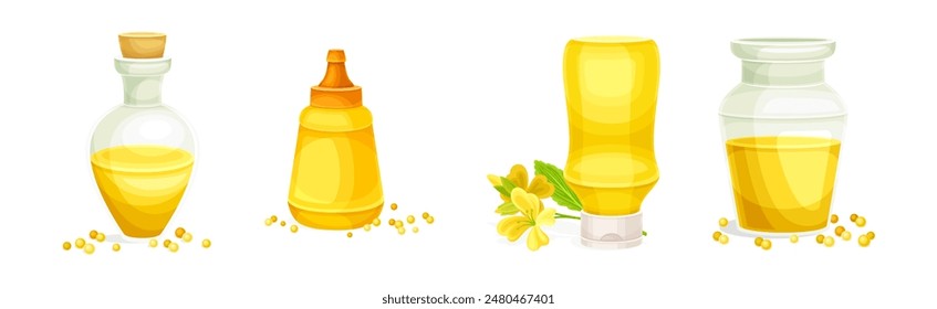 Mustard Yellow Spice and Condiment Vector Set