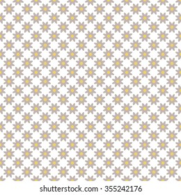 Mustard yellow and taupe vector chamomile geometric seamless pattern. Classic simple daisy floral style.