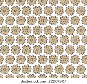 Musted and White Vector seamless ikat floral pattern. Seamless background pattern. Modern stylish texture. Repeating geometric.can be used for textile