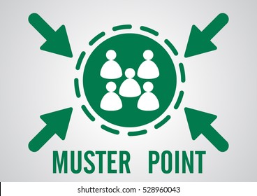 muster point or emergency assembly point banner logo