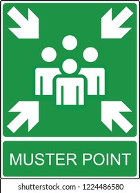 Muster point  - exit and evacuation signs - assembly point