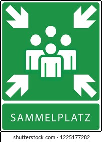 Muster point  - exit and evacuation signs - assembly point