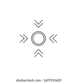 Muster point sign. Arrows directed to circle sign.