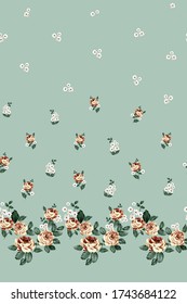 mustered vector flowers border body pattern on green background