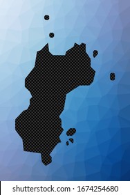 Mustique mapa geométrico. Forma de galería de símbolos de Mustique en estilo de polos bajos. Increíble ilustración vectorial de la isla.