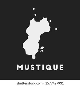 Mustique icon. Island map on dark background. Stylish Mustique map with island name. Vector illustration.