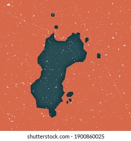 Mustique vintage map. Grunge map of the island with distressed texture. Mustique poster. Vector illustration.