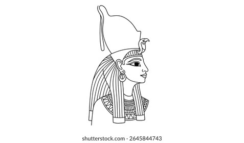 Mut Mother Goddess Coloring Page Egyptian Deity Vulture Headdress Queen Consort Ancient Mythology Line Art Design