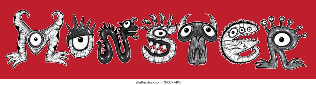 mutant cartoon character monsters vector illustrations 
