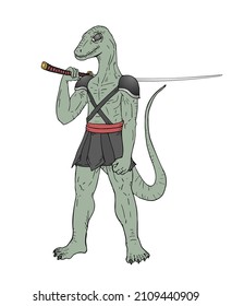 Mutant lizard with sword draw