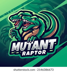 Mutant raptor esport mascot logo design