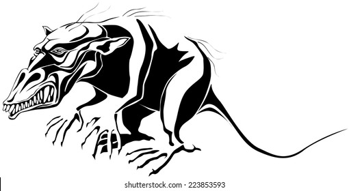 Mutant rat monster. Eps8. Black and white