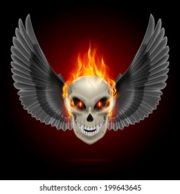 Mutant skull with orange flame and black wings