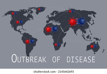 El brote de virus mutantes se extiende por todo el mundo. Todos deberían cuidarse bien, mantenerse a distancia para garantizar la seguridad y reducir la propagación de la infección. Ilustración vectorial Eps10.