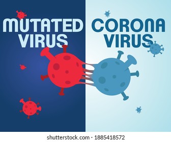 Mutated Corona Virus New Year Pandemic Health COVID 19 Virus Mutation 2021 Medical research or pandemic prevention banner UK corona virus mutation