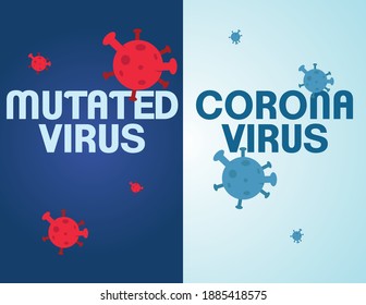 Mutated Corona Virus New Year Pandemic Health COVID 19 Virus Mutation 2021 Medical research or pandemic prevention banner UK corona virus mutation