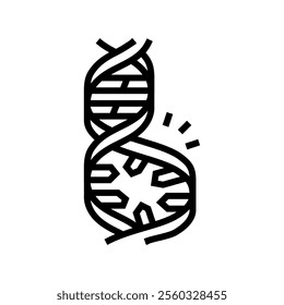 mutated dna genetic engineering line icon vector. mutated dna genetic engineering sign. isolated contour symbol black illustration