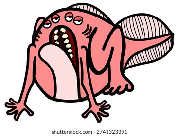 A mutated salamander monster that turns into a scary pink one for Halloween.