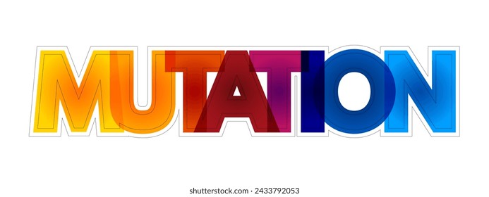 Mutation is a change in the DNA sequence of an organism, colourful text concept background