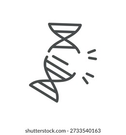 Mutation Icon. Outline Isolated Pictogram of Broken DNA Helix, Representing Genetic Mutation, DNA Damage, and Molecular Error.