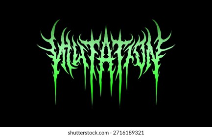 Logotipo de letras de metal mutação com pontas gotejantes afiadas e estilo gótico escuro agressivo para música extrema e design subterrâneo