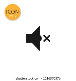 Mute audio speaker icon flat style in black color vector illustration on white background.