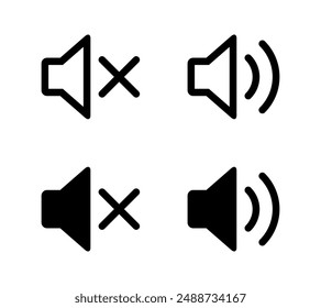 Mute audio and speaker volume icon set in generic style