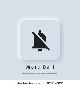 Mute Bell icon. Alarm off, bell ring icon. Notification bell icon for incoming inbox message. Bell ring for alarm clock and smartphone application alert. Vector EPS 10. UI icon. Neumorphic UI UX