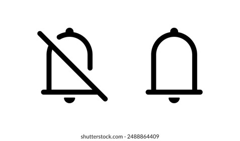 Mute and bell icon in line style. Notification concept