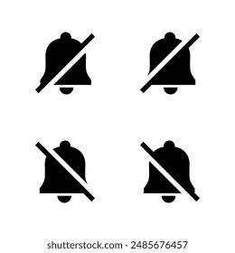 Mute bell icon set in generic style. Silent, silence sign symbol