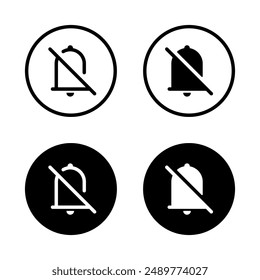 Mute bell icon set on black circle. Silent, silence sign symbol in trendy style