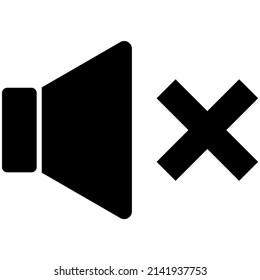 Symbol für die Mute-Taste einzeln auf weißem Hintergrund, kein Ton, kein Ton, kein Ton, Symbol für die Lautstärke des Lautsprechers, Vektorgrafik