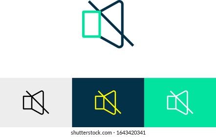 icono de la línea de botón silenciar vectorial