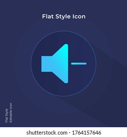Mute button. Volume mute, audio mute icon. Music speaker volume icon. Sound off icon vector illustration in flat style for using in mobile, website, ui design. 