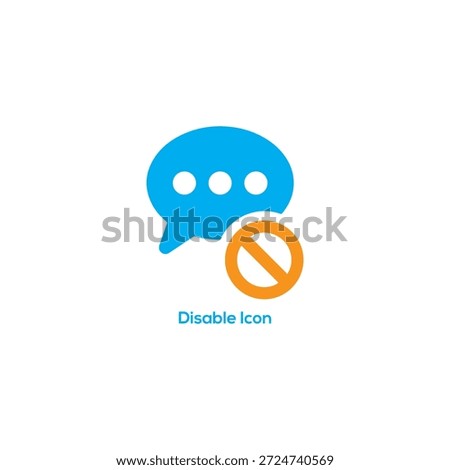 Mute Chat Disabled Message Icon Logo Design for Social Media App, Block Communication, Stop Comment Notification, Restrict Conversation Symbol

