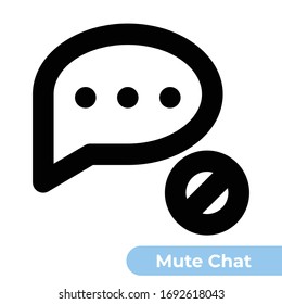 Mute-Chat-Symbol. Entworfen in 24x24px-Zeichenfläche mit 2px Hubdicke. Pixel perfekt und skalierbar Symbol.