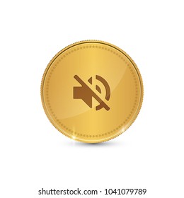 Mute Circular Gold Vector Web Button Icon