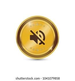 Mute Circular Gold Vector Web Button Icon