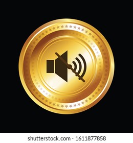 Mute Circular Gold Vector Web Button Icon
