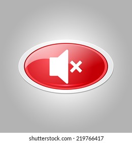 Mute Circular Red Vector Web Button Icon