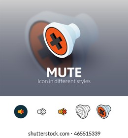 Mute color icon, vector symbol in flat, outline and isometric style isolated on blur background