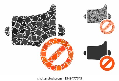 Mute composition of abrupt elements in various sizes and shades, based on mute icon. Vector humpy items are organized into collage. Mute icons collage with dotted pattern.