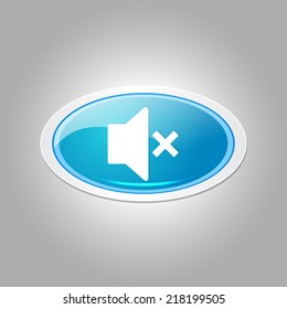 Mute Elliptical Blue Vector Web Button Icon