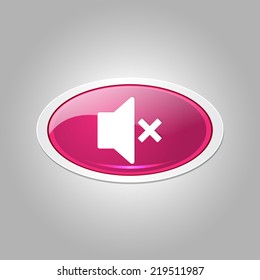 Mute Elliptical Pink Vector Web Button Icon