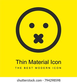 Mute emoticon square face bright yellow material minimal icon or logo design