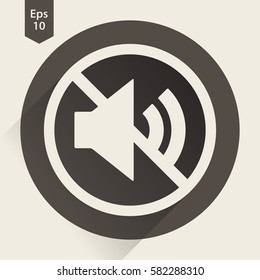 Mute Flat Icon. Simple Sign Of Volume Settings. Vector Illustrated Symbol