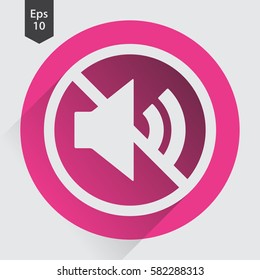 Mute Flat Icon. Simple Sign Of Volume Settings. Vector Illustrated Symbol